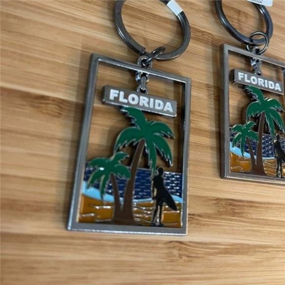 Florida Palms Keychain | Metal Florida Keychain | Floridians Souvenirs Gifts - Picture 3 of 4